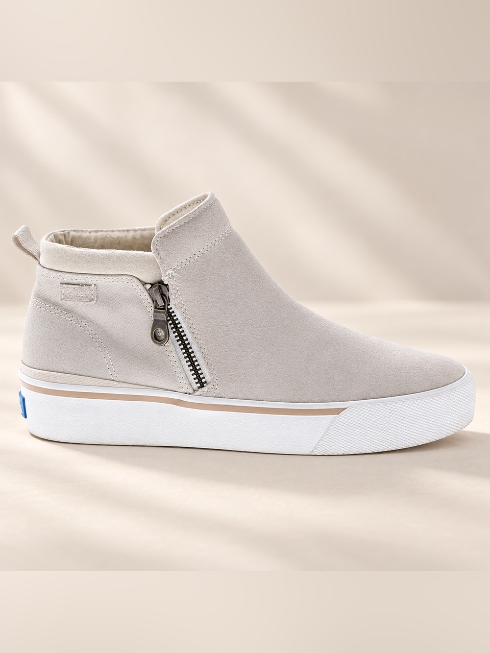 Keds Women’s Size 6.5 Beige High Top Sneakers Side Zip Casual Shoes